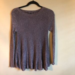 Sparkling Grey Sweater with Ruffled Bottom Size M